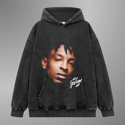 21 SUDADERA CON CAPUCHA DE CARA GRANDE SAVAGE