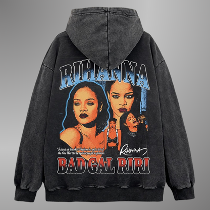 Sweat à capuche avec gros visage de Rihanna