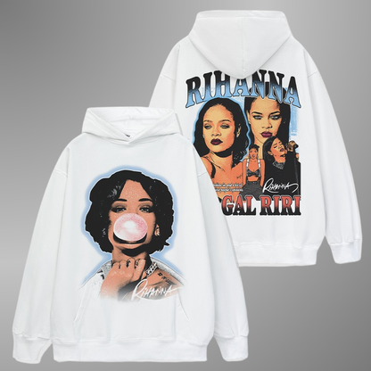 Sweat à capuche avec gros visage de Rihanna